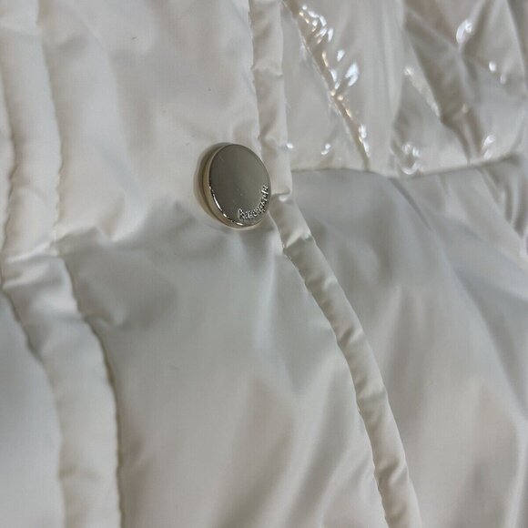 kate spade white puffa coat in shiny and matte nylon with faux fur collar - Picture 5 of 10